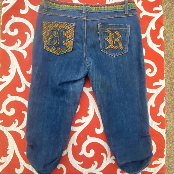 Rocawear capri Jeans Rasta color design size 13 14 - Picture 10 of 14